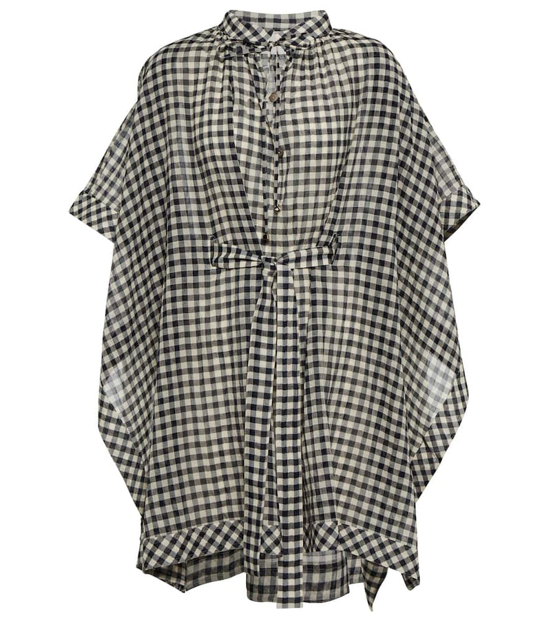 Nanushka Valera checked gauze kaftan