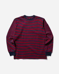 Needles Men s Stripe Crewneck Longsleeve T-Shirt Navy / Red