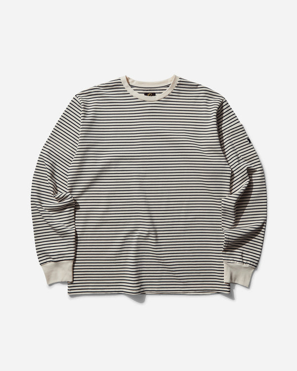 Needles Men s Stripe Crewneck Longsleeve T-Shirt White / Navy