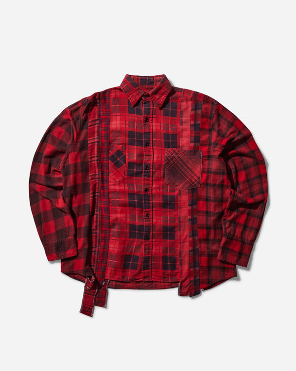 Needles Men s 7 Cuts Flannel Shirt Over Dye Red