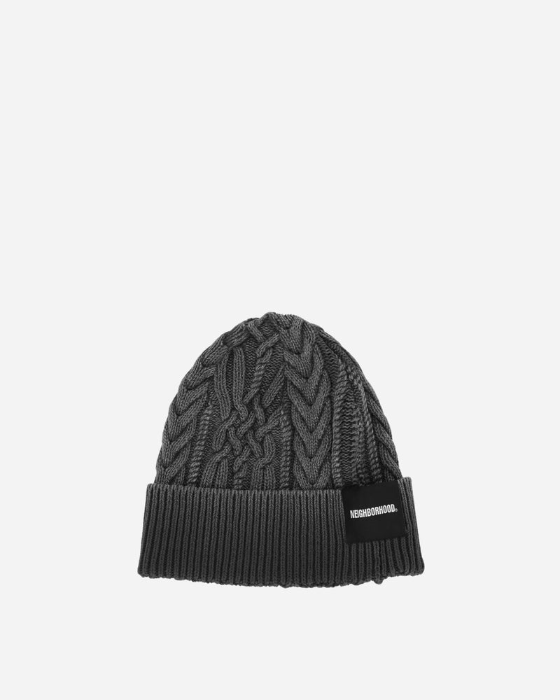 Neighborhood Washed Cable Beanie Black