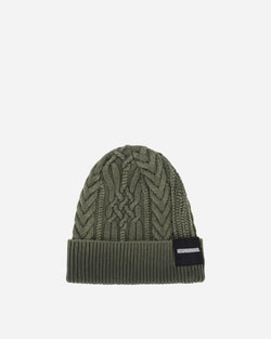 Neighborhood Washed Cable Beanie Olive Drab