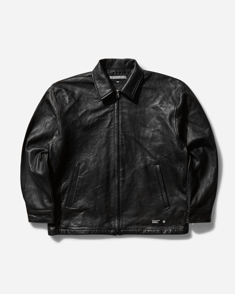 Neighborhood Men s Leather Zip Work Jacket Black