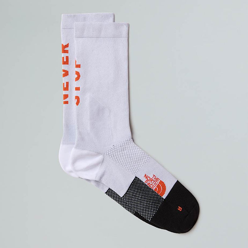 The North Face Never Stop Trail Run Crew Socks Tnf White-acrylic Orange