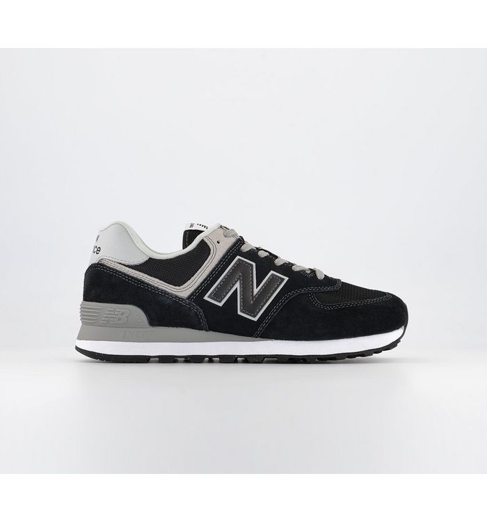 New Balance 574 Trainers Black Grey White Green Leaf