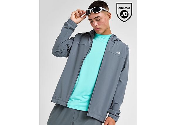 New Balance Full Zip Woven Hooded Track Top Grey