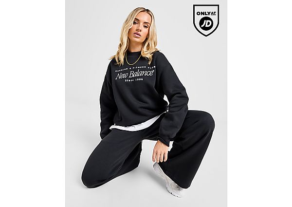 New Balance Script Embroidered Crew Sweatshirt Black