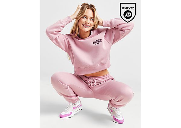 Nicce Sports Logo Crop Sweatshirt Pink