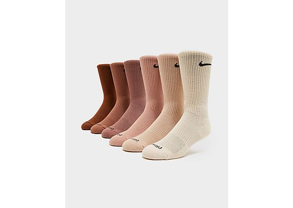 Nike 6Pack Everyday Cushioned Training Crew Socks Brown