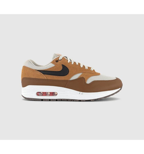 Nike Air Max 1 Trainers Light Bone Black Flax British Tan In Natural