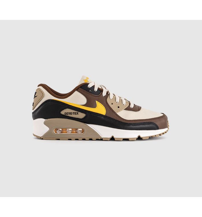 Nike Air Max 90 Trainers Cacao WO Light Orewood Brown Khaki Black Gore-Tex/Mesh In Beige/Brown/Black