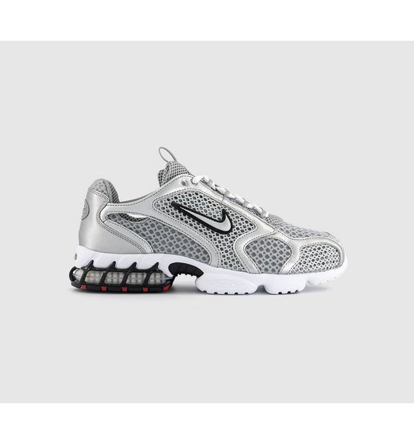 Nike Boys Air Zoom Spiridon Cage 2 Fwco Trainers LT Smoke Grey Mtlc Silver Cardinal Red Black Whit