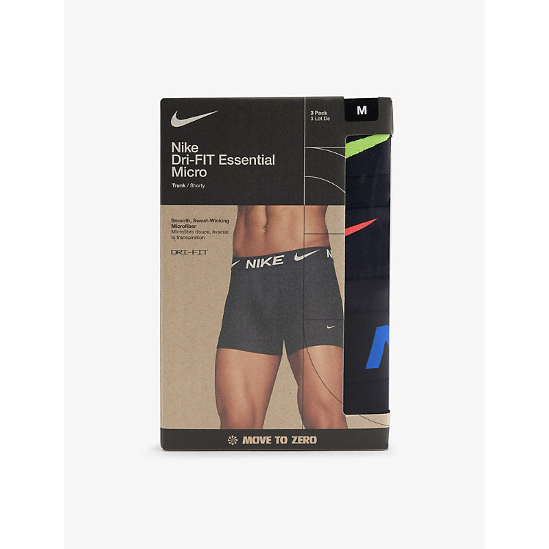 Nike Branded waistband pack of three stretch-recycled polyester trunks