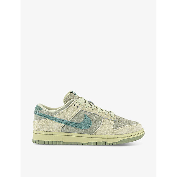 Womens Nike Dunk Low stripe-embroidered suede low-top trainers