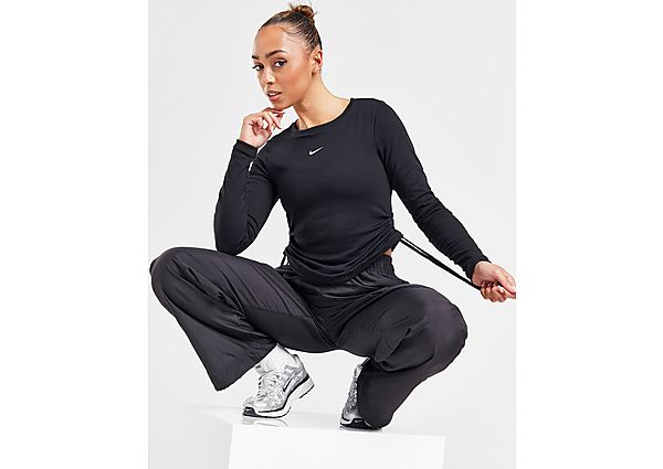 Nike Essential Rib Long Sleeve Mod Crop Top Black