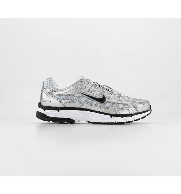 Nike Girls P-6000 Trainers White Silver Black Leather