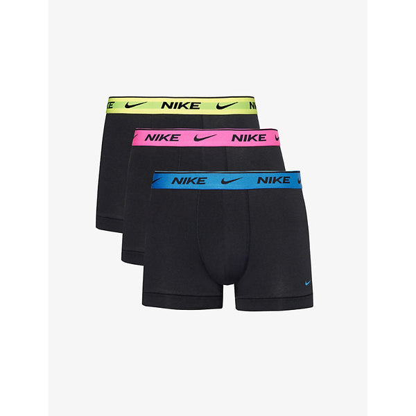 Mens Nike Logo-waistband pack of three stretch-cotton trunks