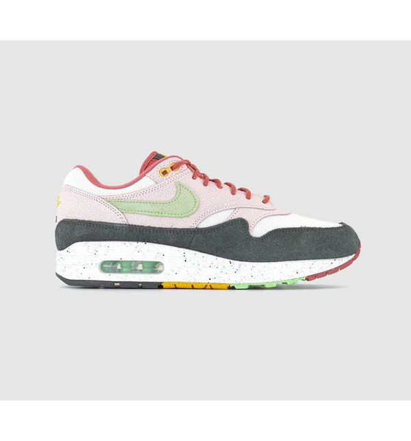 Nike Mens Air Max 1 Trainers Light Soft Pink Vapor Green Anthracite Adobe Univ