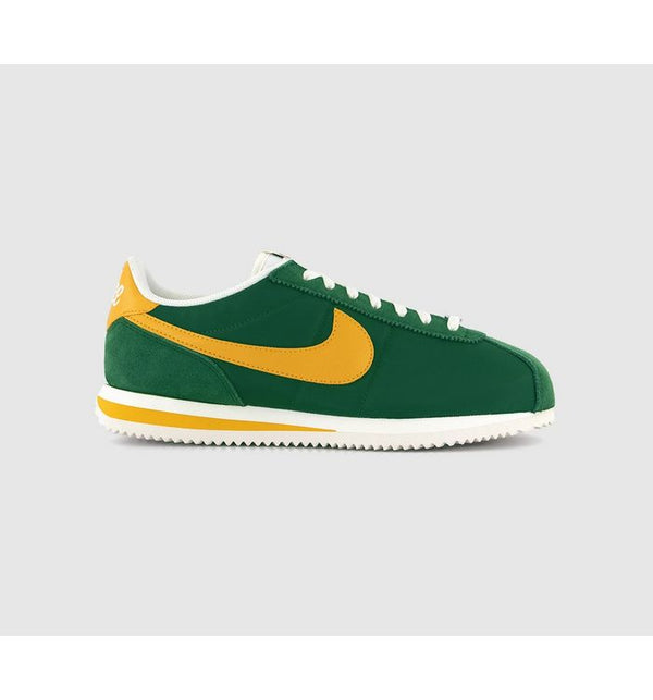 Nike Mens Cortez Trainers Gorge Green Yellow Ochre Sail Alpha Orange Black