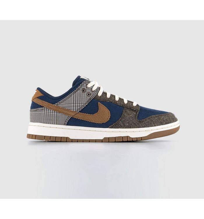 Nike Mens Dunk Low Trainers Midnight Navy Ale Brown Pale Ivory Baroque Brown H In Blue