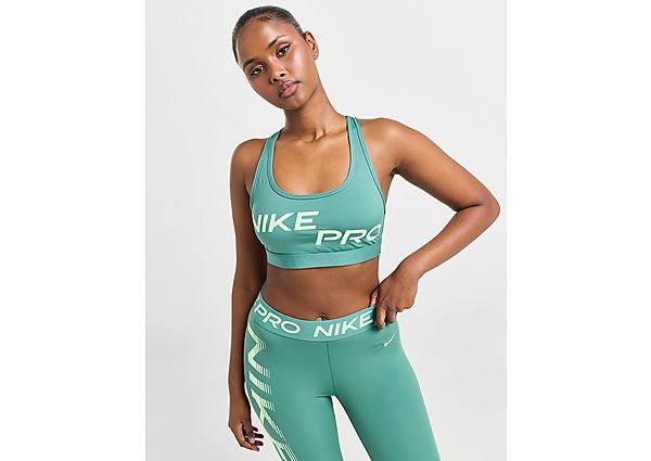 Nike Pro Training Swoosh Graphic Sports Bra Green