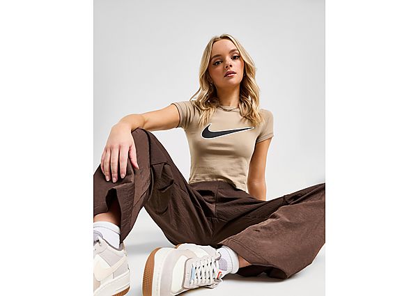 Nike Street Cropped T-Shirt Tan s, Tan