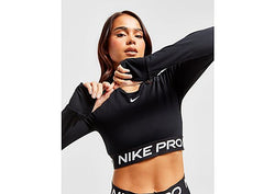 Nike Training Pro Long Sleeve Crop Top Black