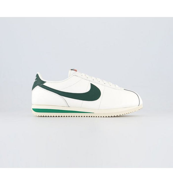 Nike Womens Cortez Trainers Sail Gorge Green Malachite Coconut Milk Team Orang