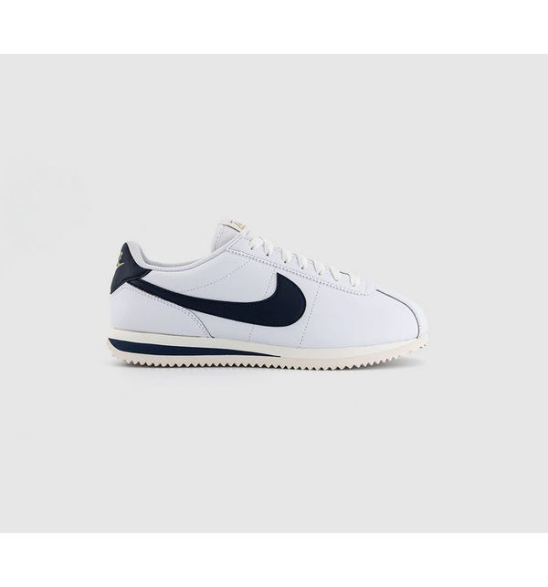 Nike Womens Cortez Trainers White Obsidian Sail Metallic Gold Mixed Material In White/Black