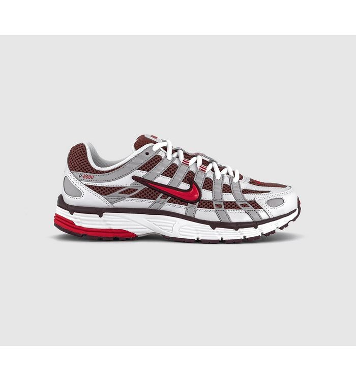 Nike Womens P-6000 Trainers Metalic White Fire Red In Multi