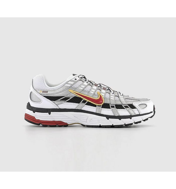 Nike Womens P-6000 Trainers White Varisty Red Metallic Platinum White