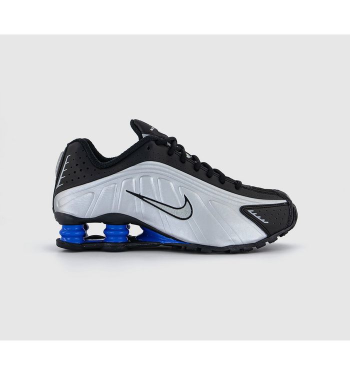 Nike Womens Shox R4 Trainers Black Metallic Silver Racer Blue In Brown