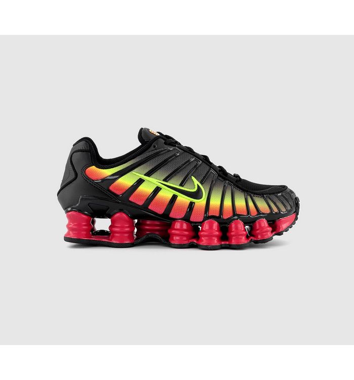 Nike Womens Shox TL Trainers Black Black Volt Fire Red