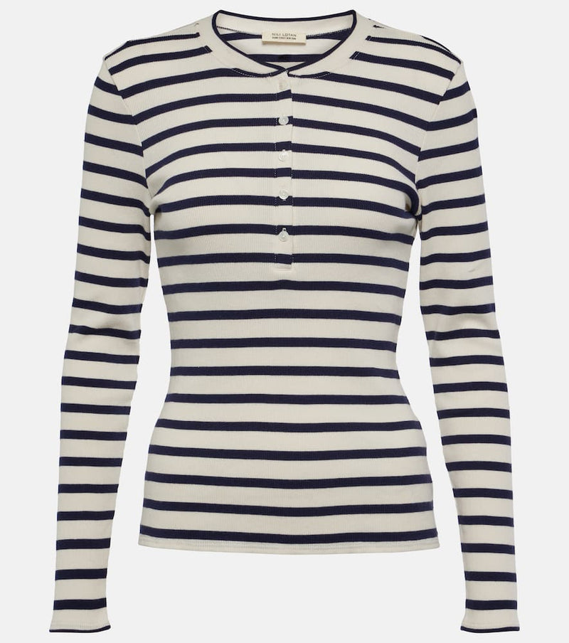 Nili Lotan Jordan Henley striped cotton T-shirt