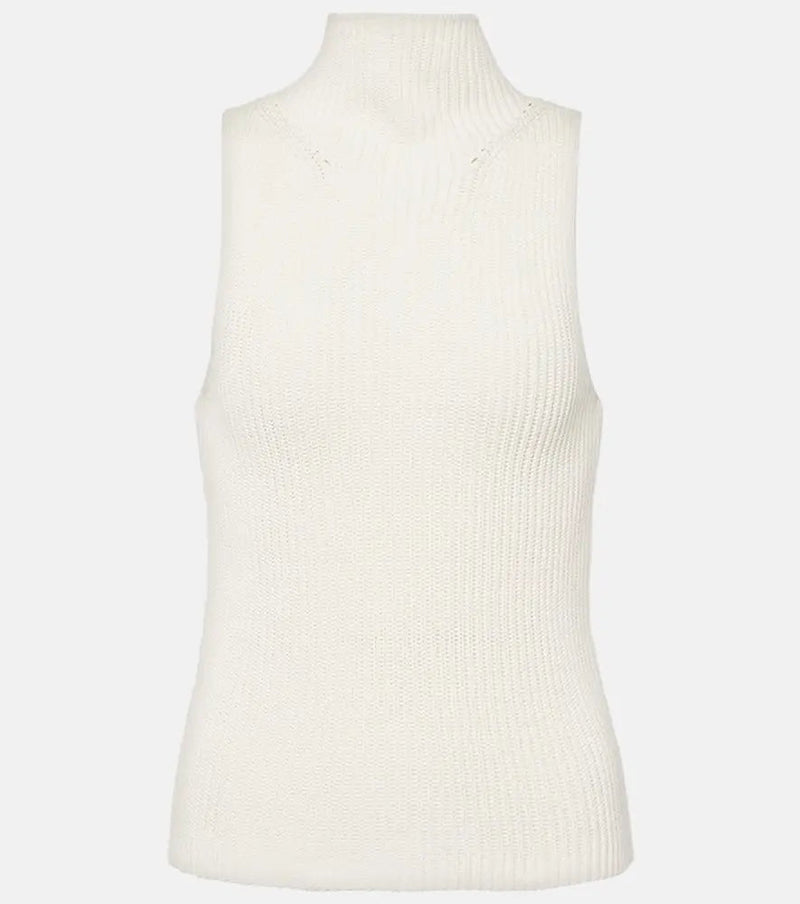 Nili Lotan Sonia ribbed-knit cotton turtleneck top | LYBSTORE