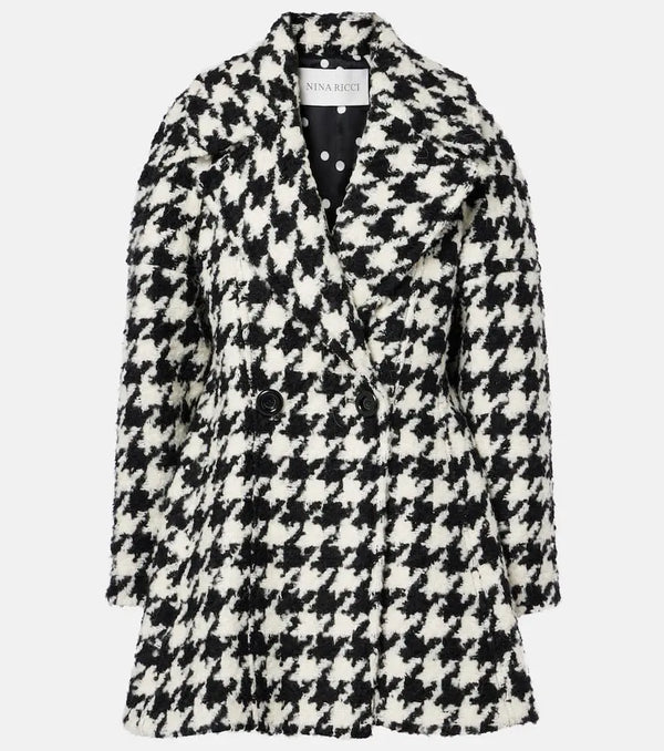 Nina Ricci Houndstooth double-breasted coat | LYBSTORE