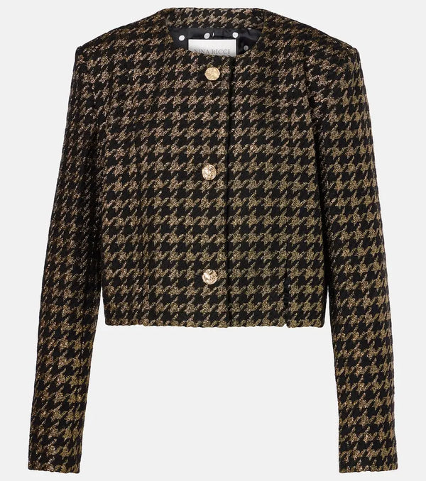 Nina Ricci Houndstooth lamé tweed jacket