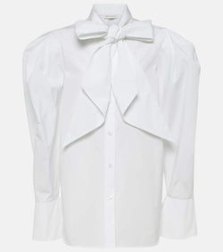 Nina Ricci Tie-neck cotton poplin blouse