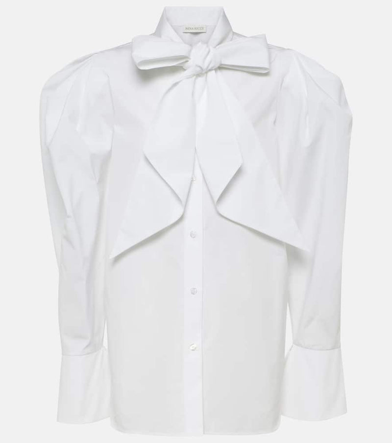 Nina Ricci Tie-neck cotton poplin blouse