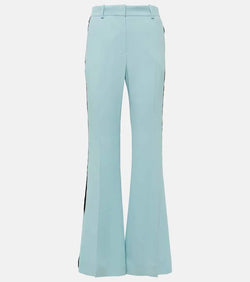 Nina Ricci Velvet-trimmed cady flared pants | LYBSTORE