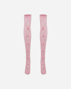 No Dress Women s Bownot Lace Mid-Calf Socks Pink