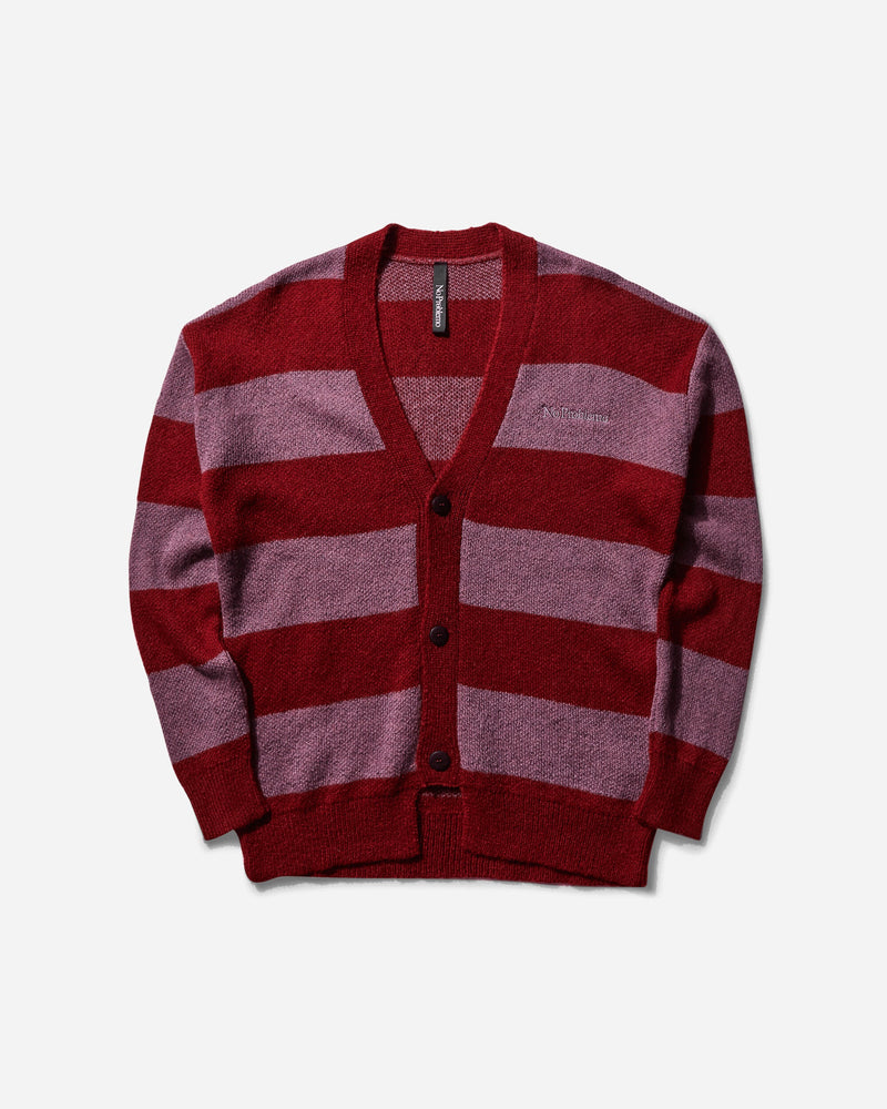 No Problemo Men s Striped Mohair Oversized Cardigan Burgundy