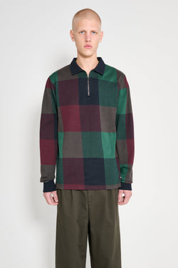 Noah Buffalo Plaid Long Sleeve Polo Navy / Burgundy / Green