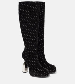 Nodaleto Angel S embellished velvet knee-high boots