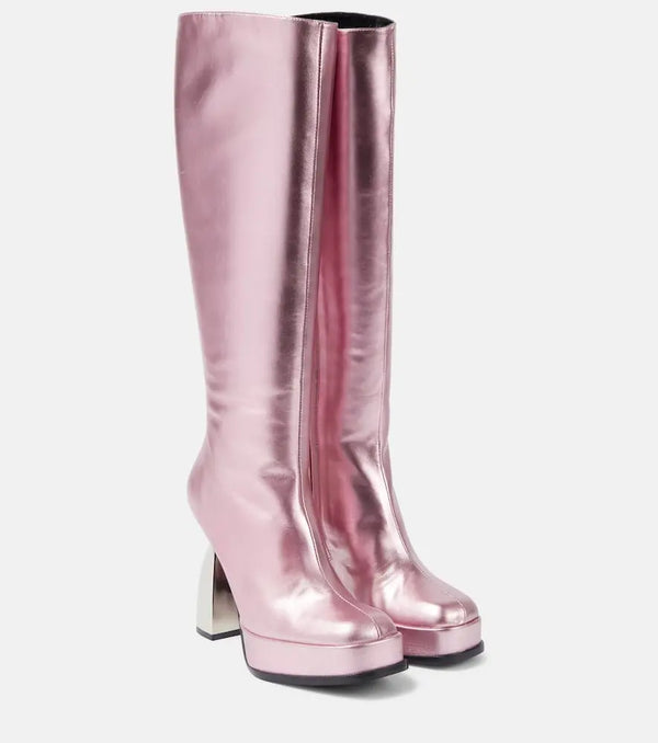 Nodaleto Angel metallic leather knee-high boots | LYBSTORE