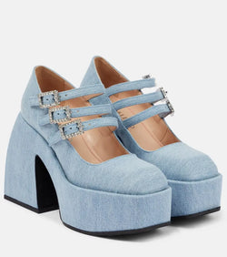 Nodaleto Bulla Marietta denim platform pumps | LYBSTORE