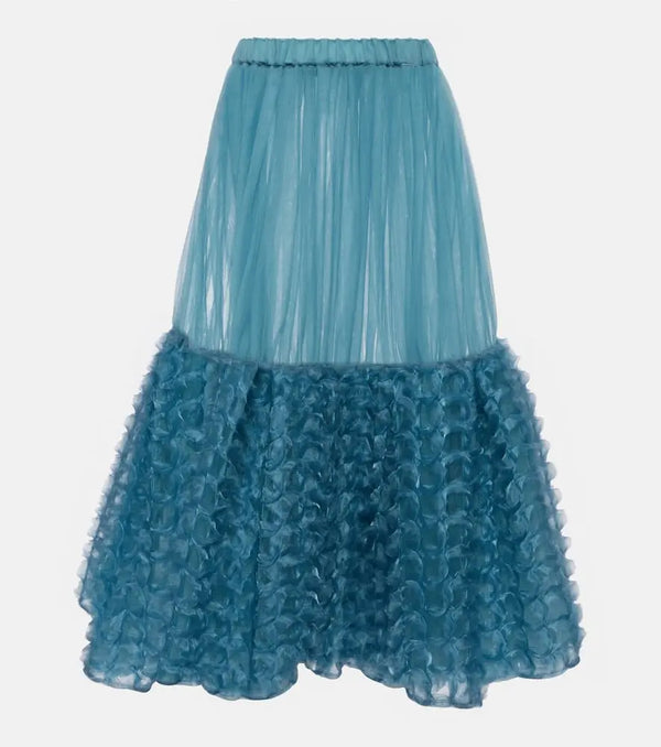 Noir Kei Ninomiya Ruffle-trimmed tulle midi skirt