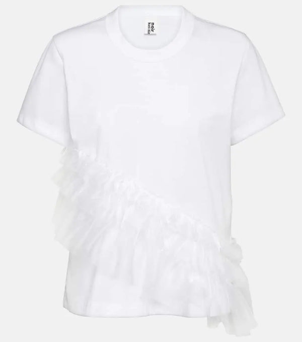 Noir Kei Ninomiya Tulle-trimmed cotton jersey T-shirt | LYBSTORE