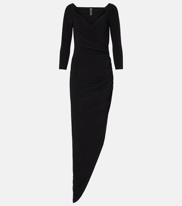 Norma Kamali Asymmetrical off-shoulder gown