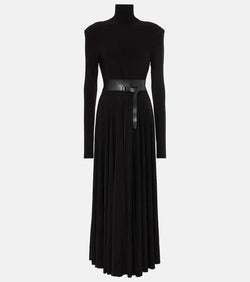 Norma Kamali Belted turtleneck midi dress